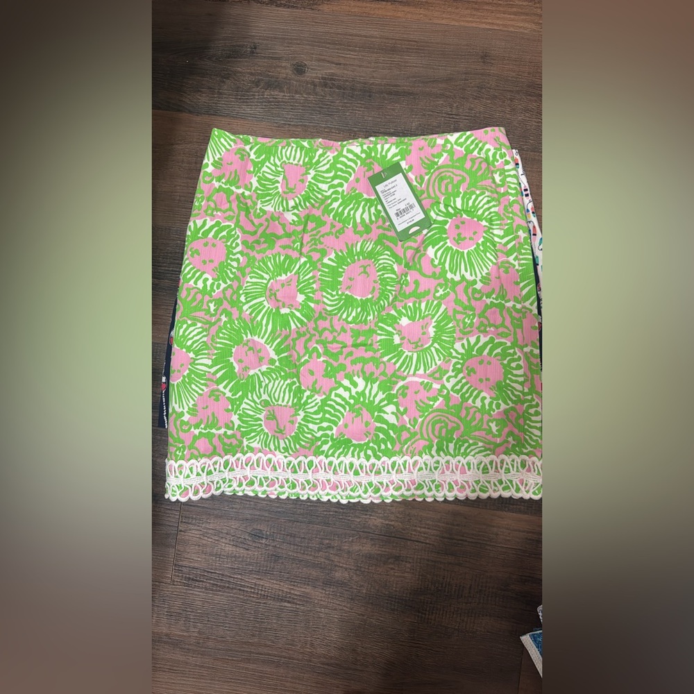 Lilly Pulitzer Pink and Green Embellished Mini Pencil Skirt